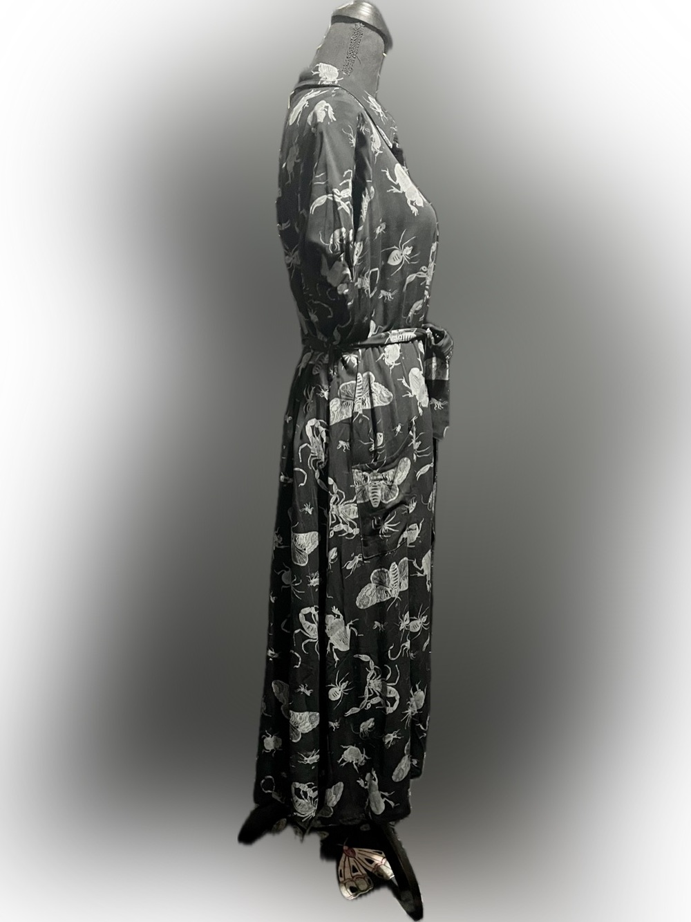 Disturbia Parasite Bugs Black Button-Front Midi Dress - Picture 6 of 8